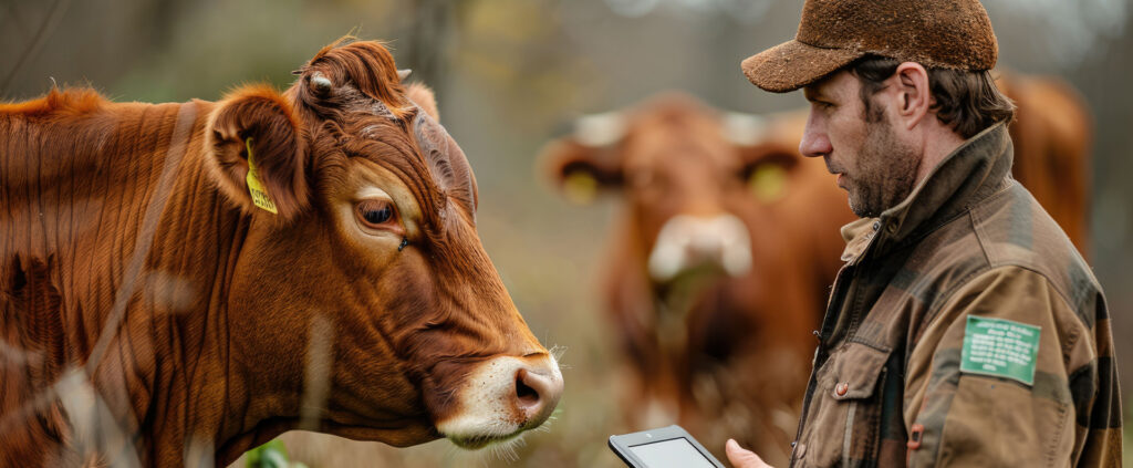Farmer with a cow